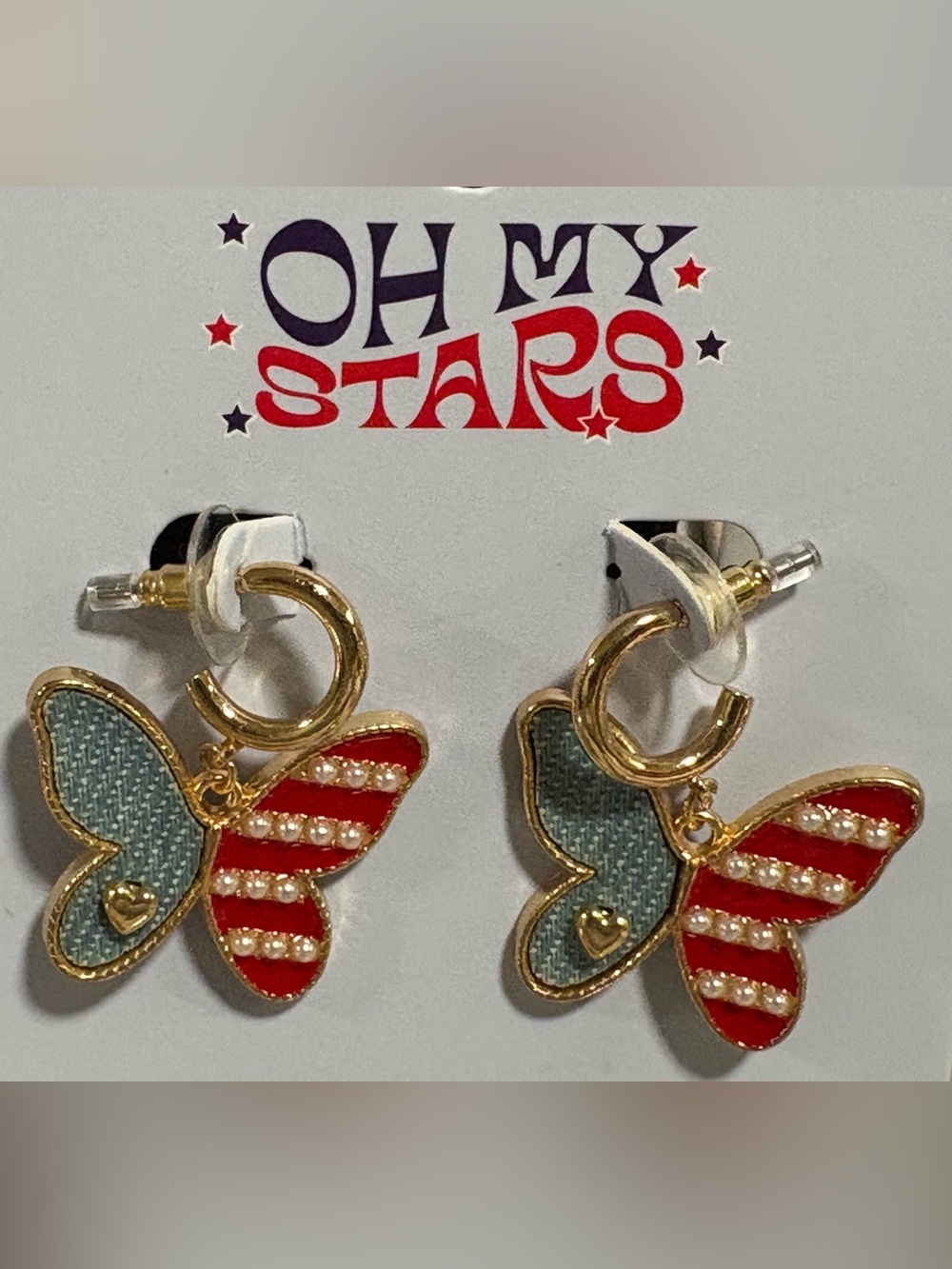 ✨ 🇺🇸NWT Oh My Stars Charming Red, White, & Blue Theme Earring Collection– 4 Pair - Picture 9 of 17